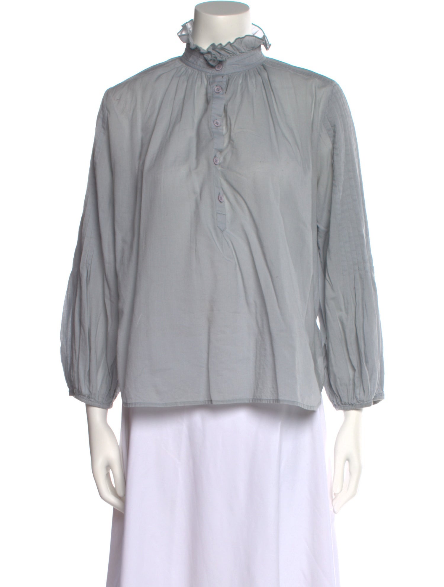 Apiece Apart Mock Neck Three-Quarter Sleeve Blouse