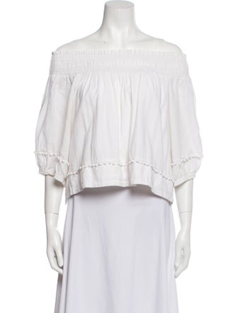 Apiece Apart Off-The-Shoulder Three-Quarter Sleeve Crop Top