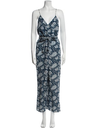 Apiece Apart Silk Floral Print Jumpsuit