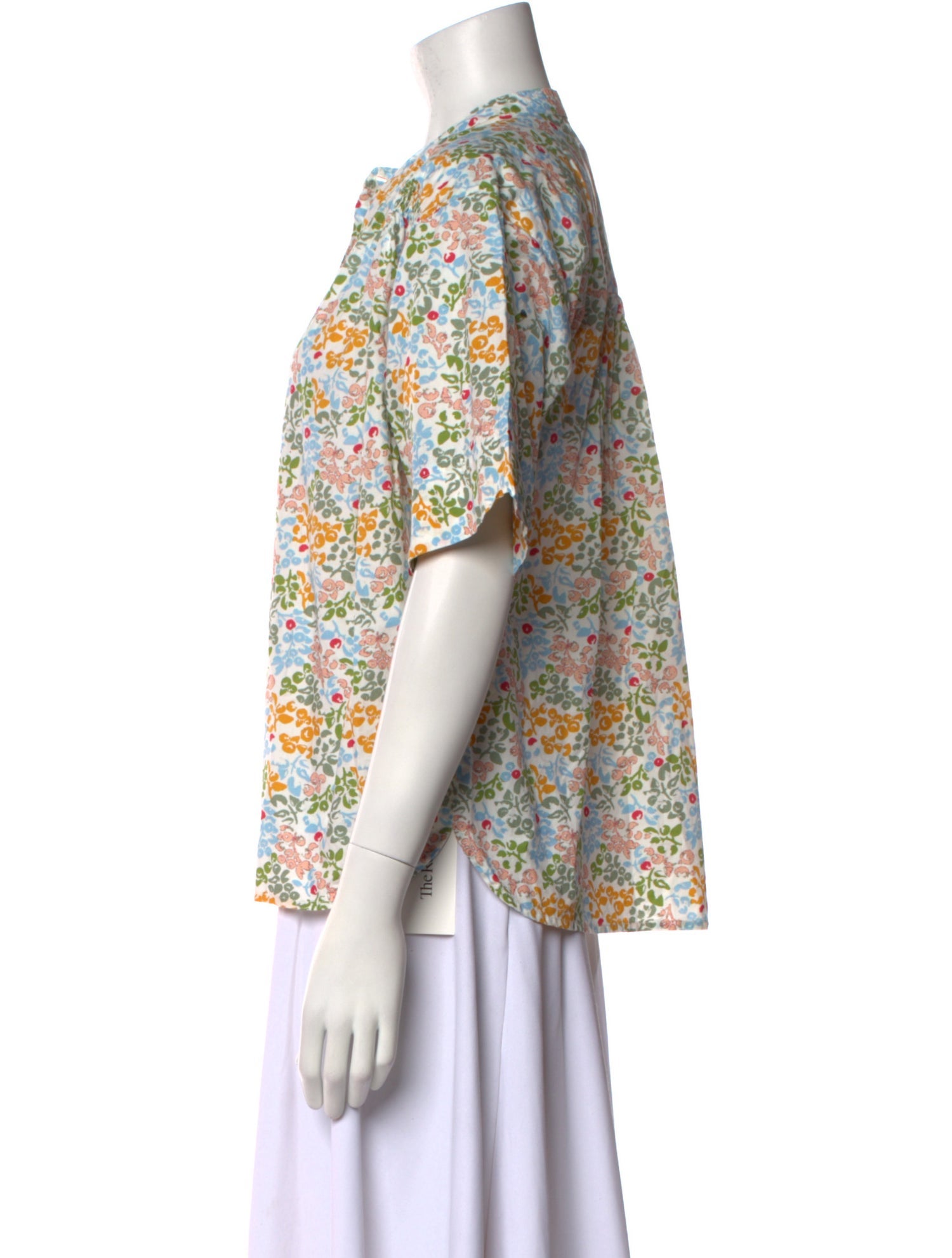 Apiece Apart Floral Print Mock Neck Blouse