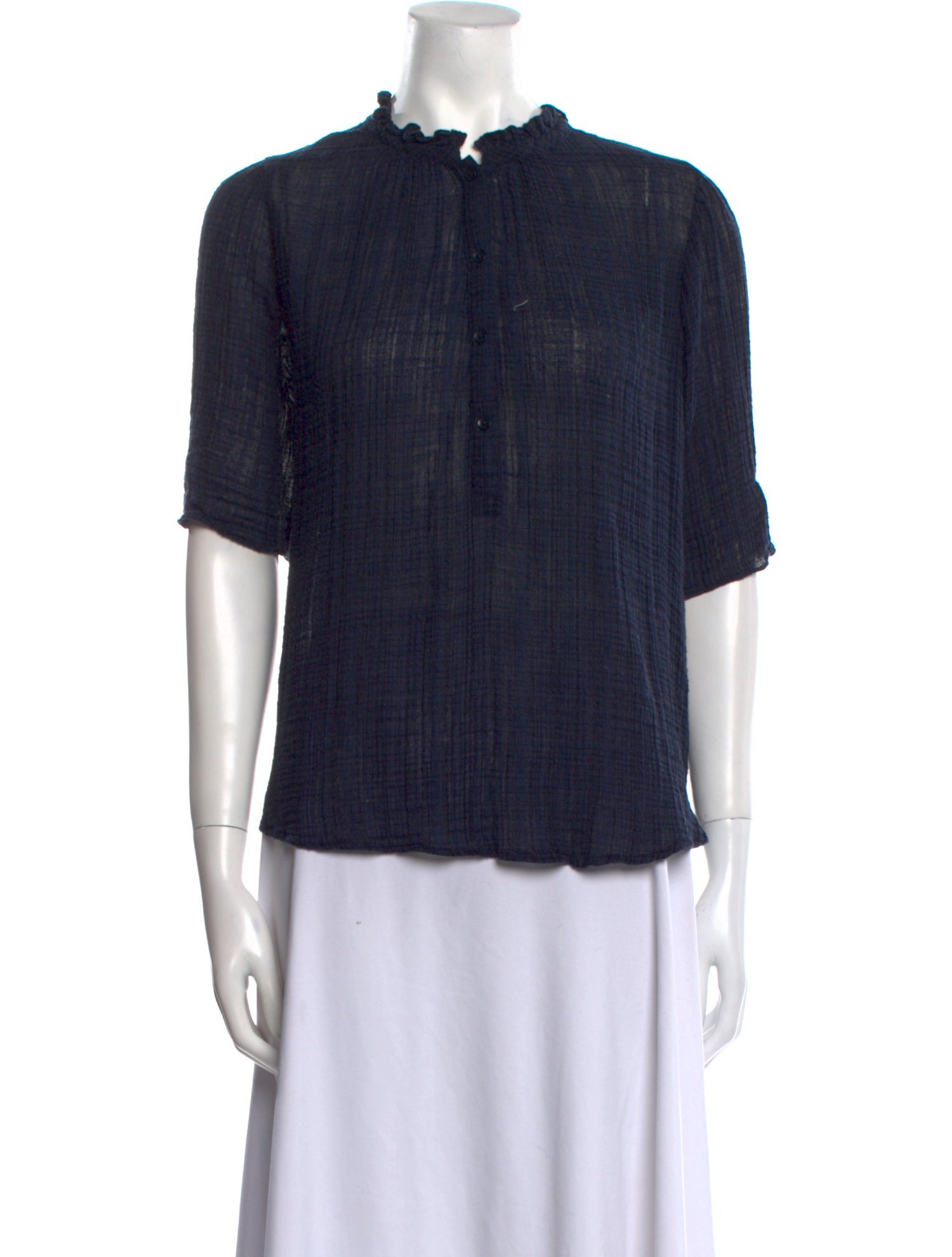 Apiece Apart Mock Neck Short Sleeve Blouse