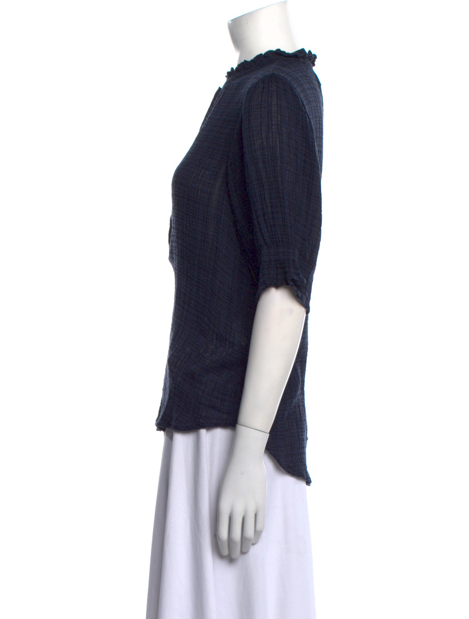 Apiece Apart Mock Neck Short Sleeve Blouse