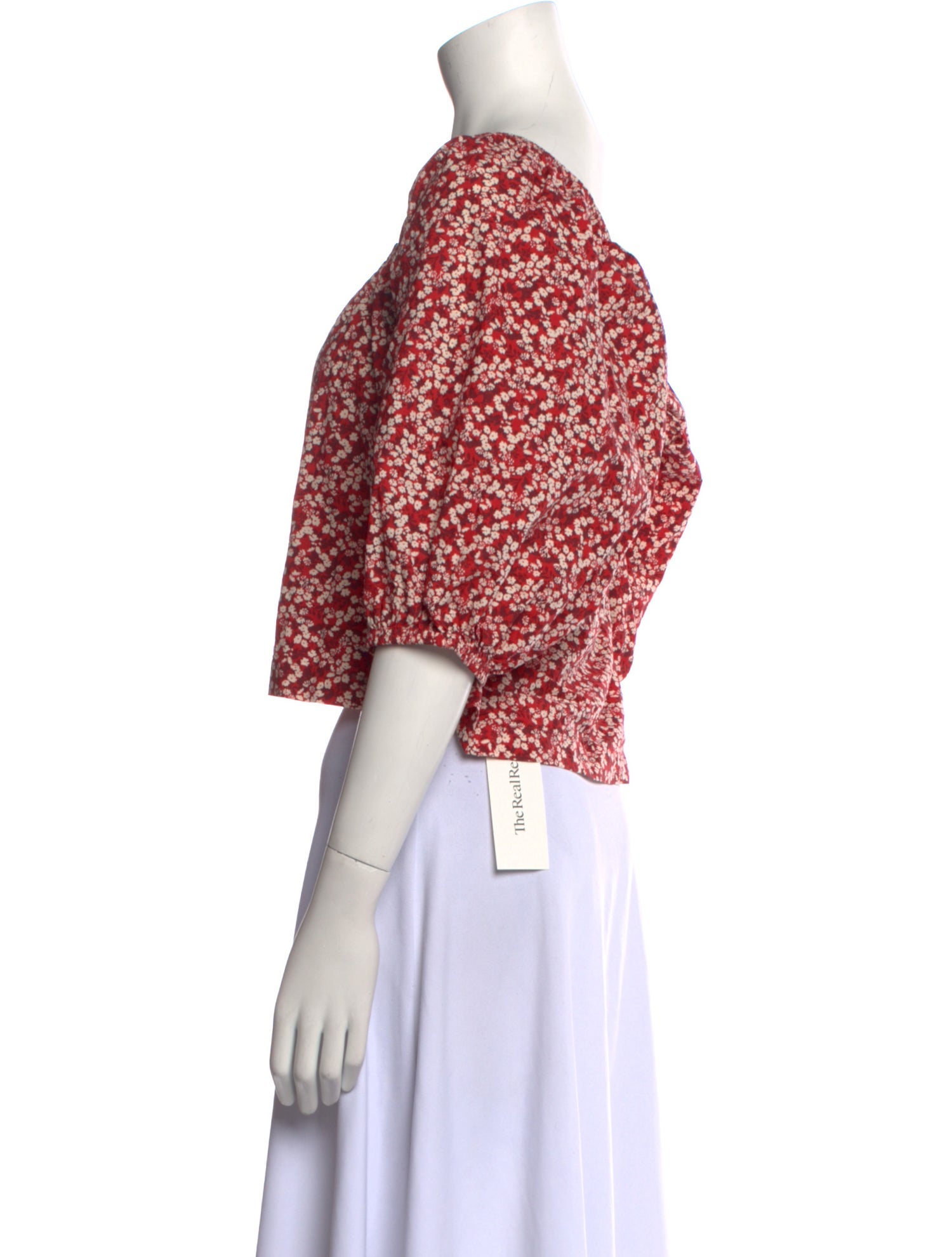 Apiece Apart Floral Print Square Neckline Crop Top