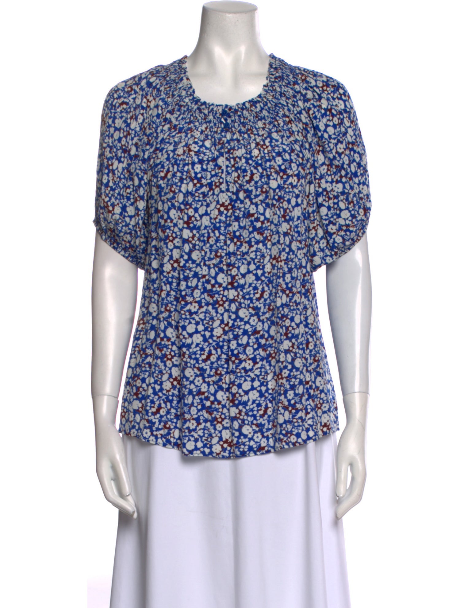 Apiece Apart Floral Print Crew Neck Blouse