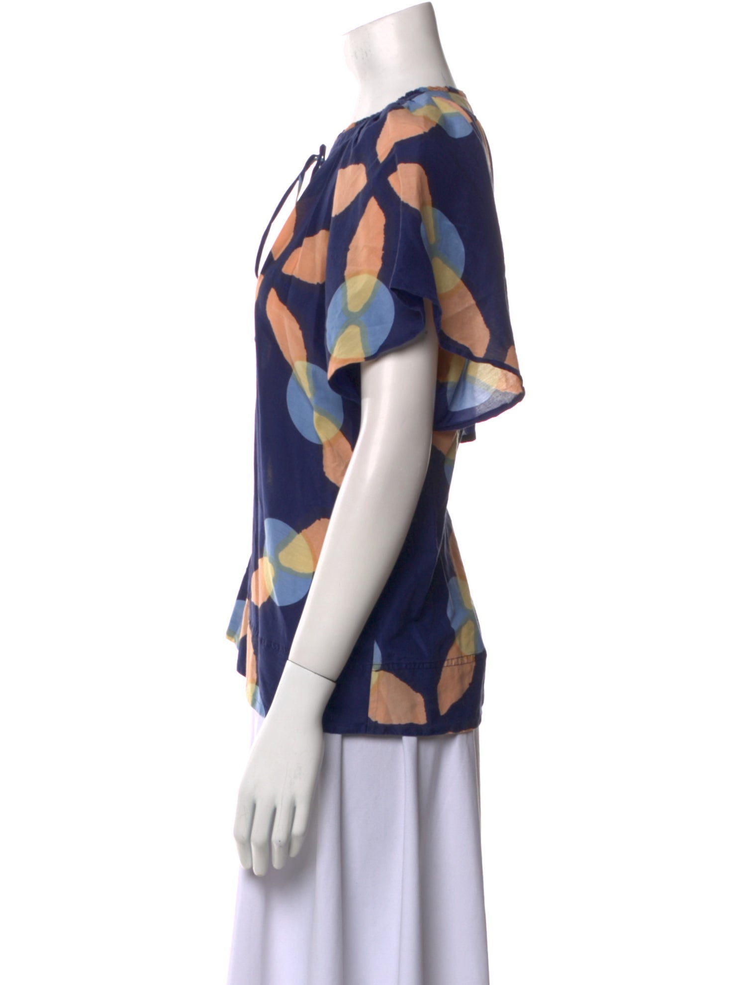 Apiece Apart Printed Tie Neck Blouse