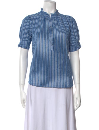 Apiece Apart Striped Mock Neck Blouse