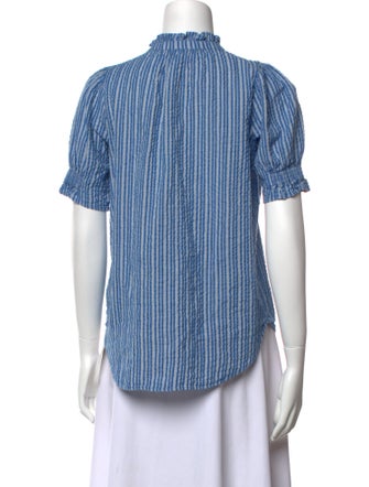 Apiece Apart Striped Mock Neck Blouse