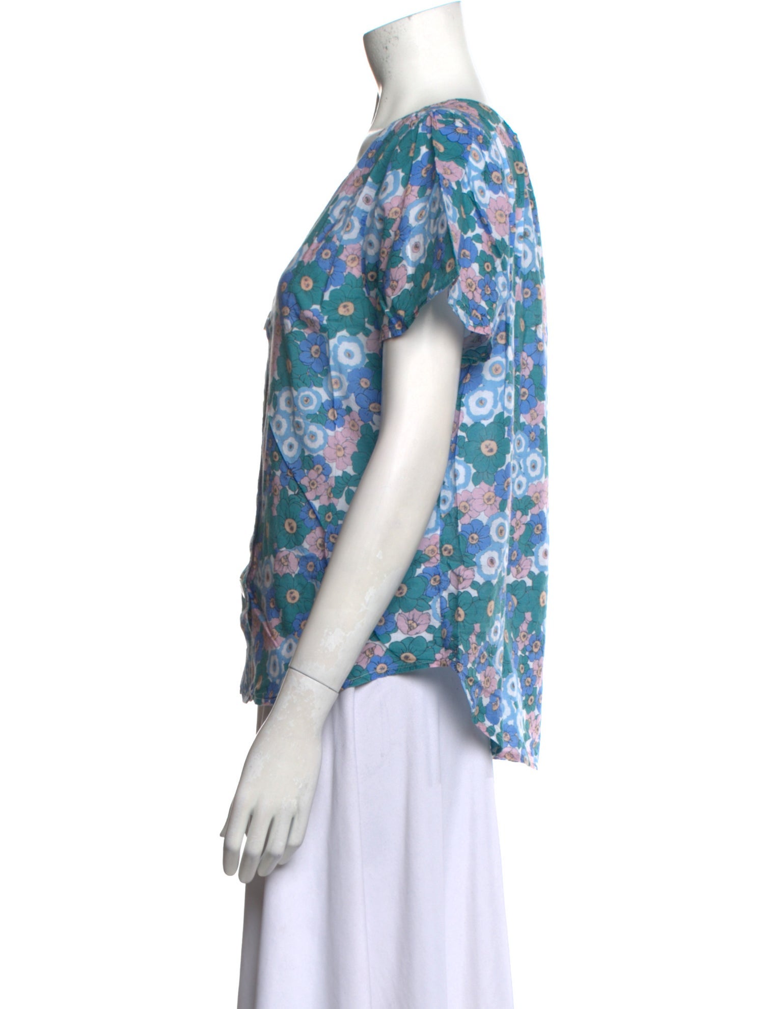 Apiece Apart Floral Print V-Neck Top