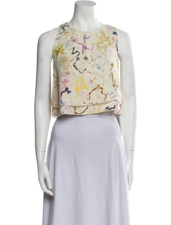 Apiece Apart Floral Print Crew Neck Crop Top