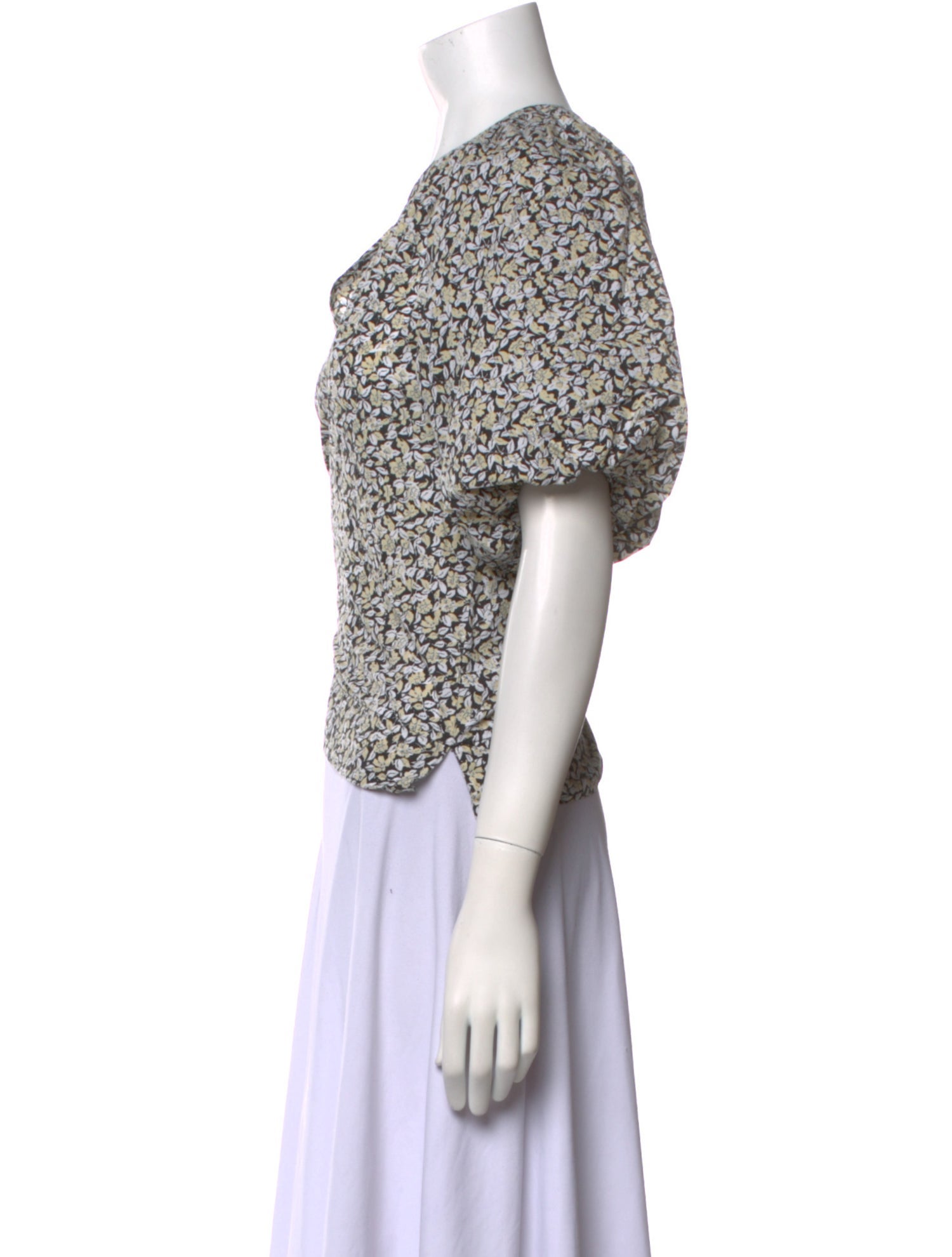 Apiece Apart Floral Print V-Neck Crop Top