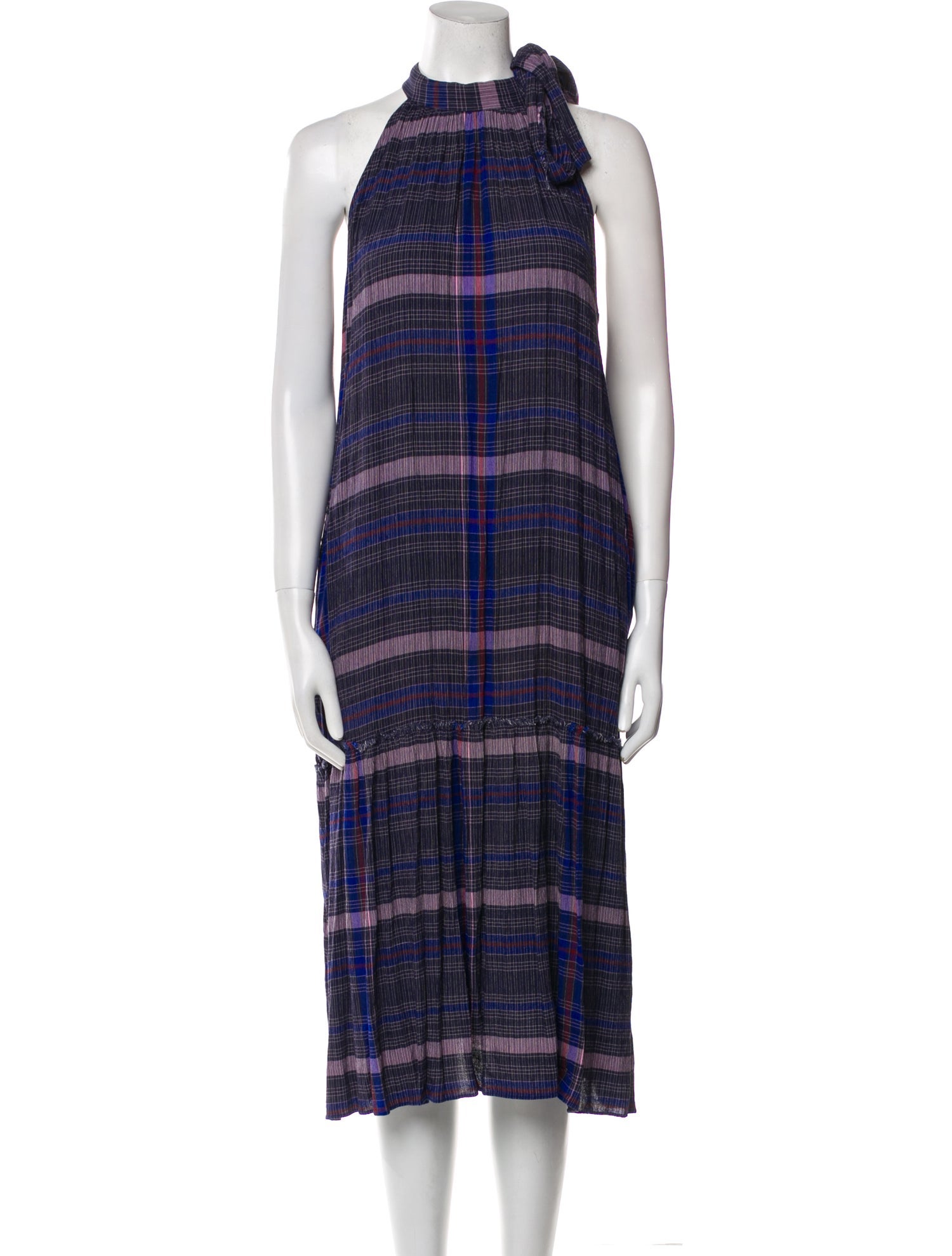Apiece Apart Plaid Print Midi Length Dress