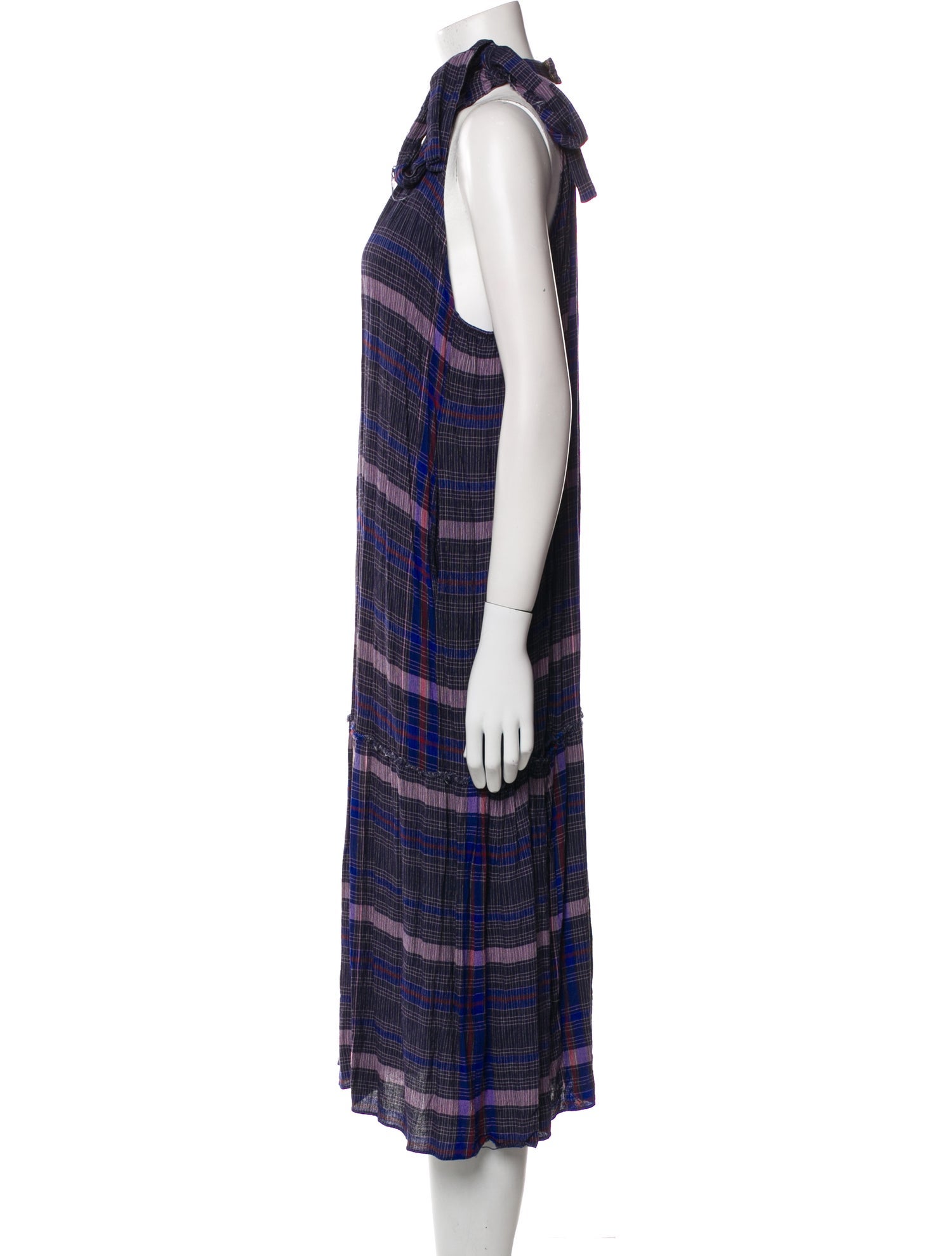 Apiece Apart Plaid Print Midi Length Dress