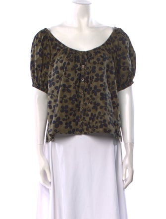 Apiece Apart Animal Print Scoop Neck Blouse