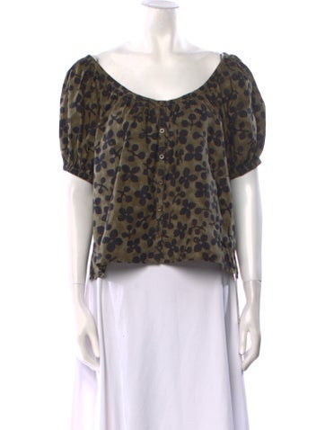 Apiece Apart Tops Animal Print Scoop Neck Blouse S