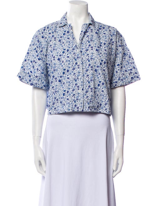 Apiece Apart Floral Print Short Sleeve Crop Top