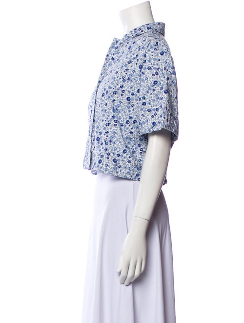 Apiece Apart Floral Print Short Sleeve Crop Top