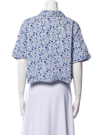 Apiece Apart Floral Print Short Sleeve Crop Top