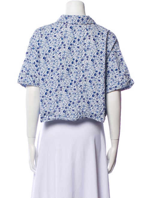 Apiece Apart Floral Print Short Sleeve Crop Top