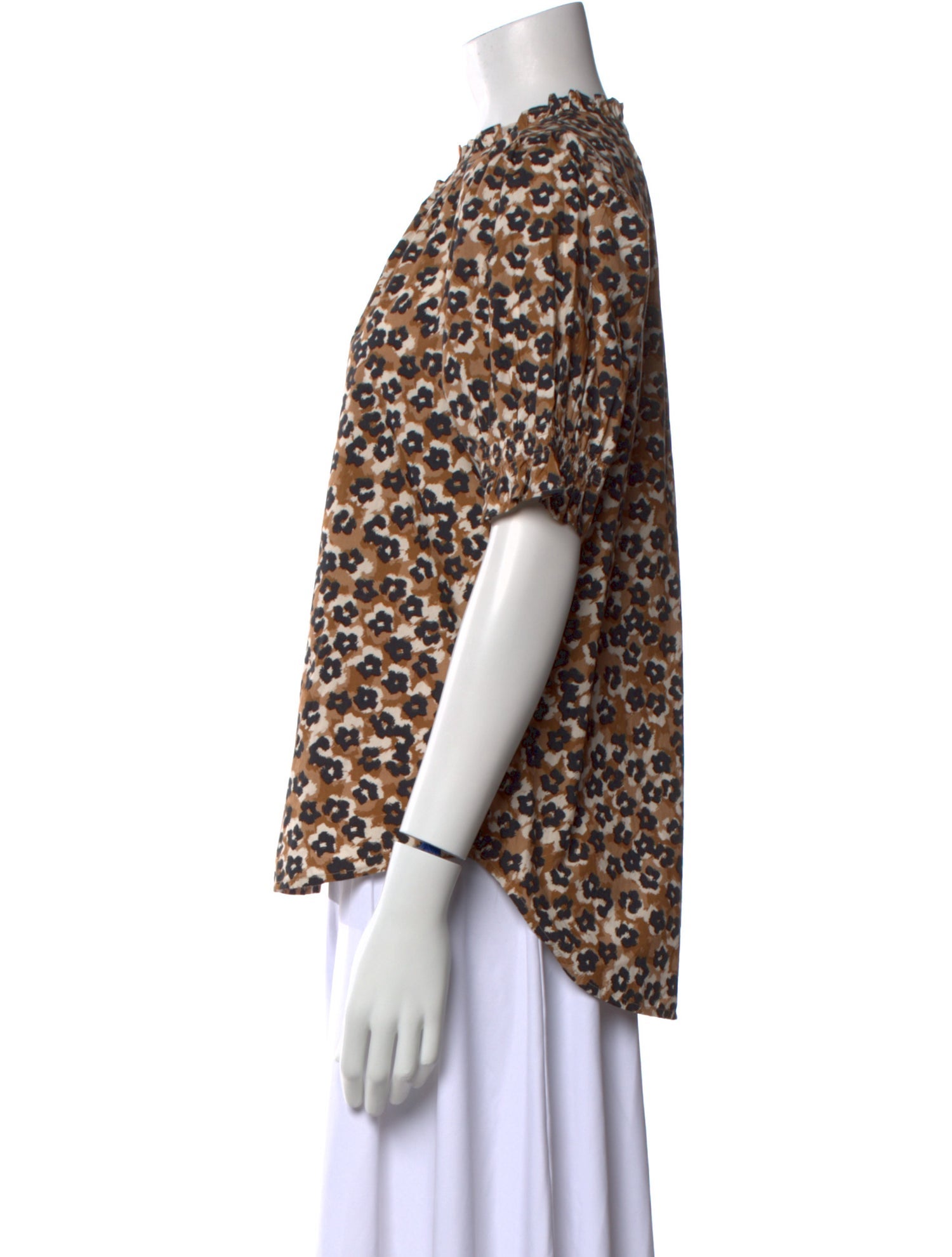 Apiece Apart Printed Mock Neck Blouse