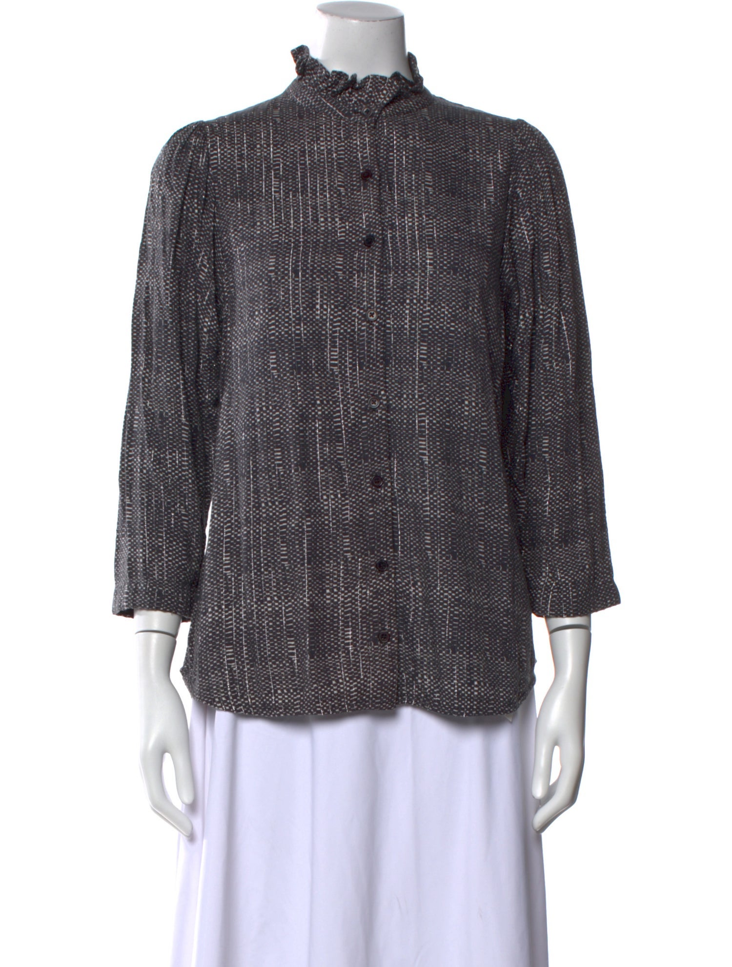 Apiece Apart Printed Mock Neck Blouse