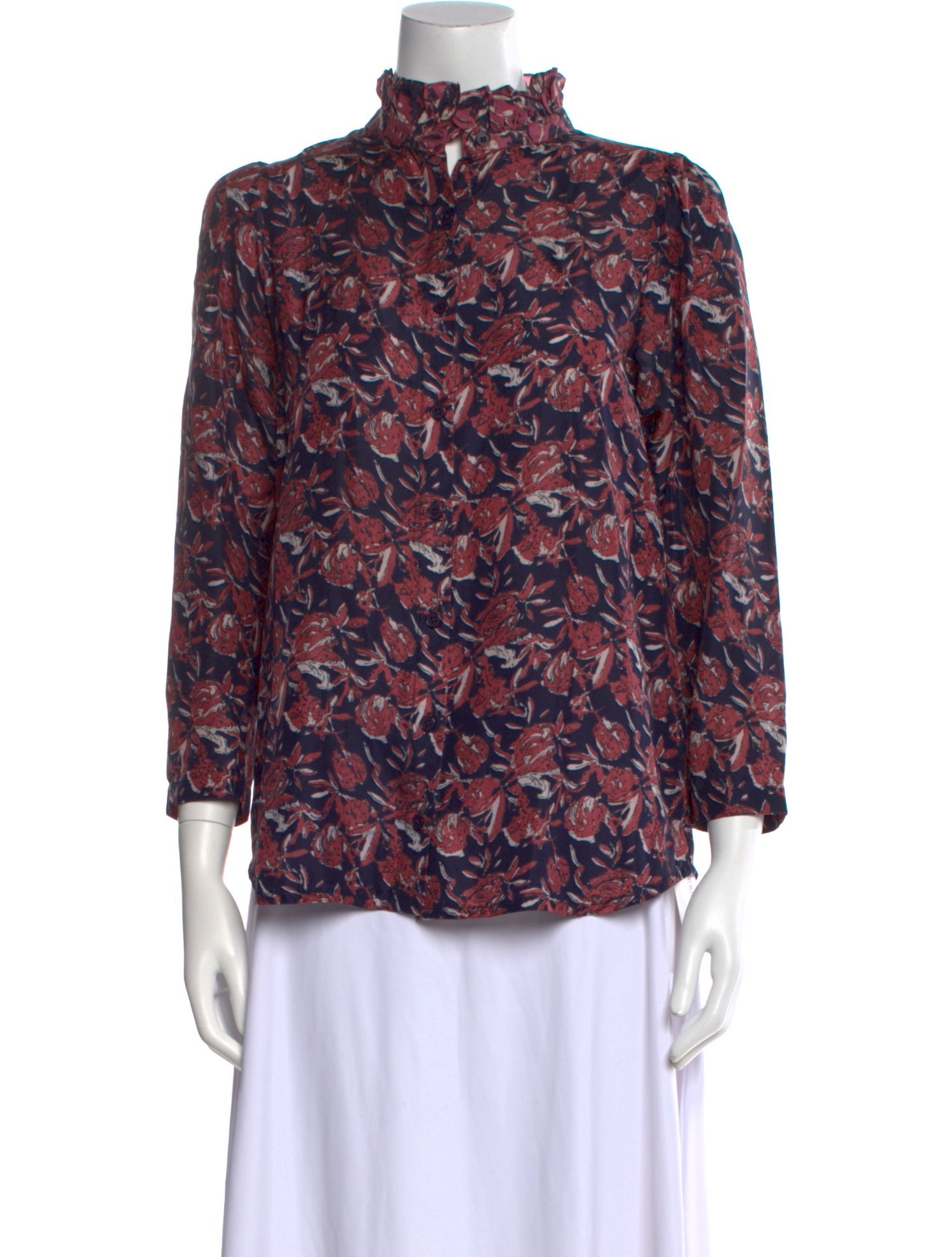 Apiece Apart Silk Floral Print Blouse