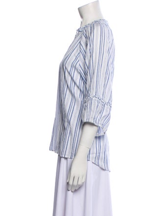 Apiece Apart Striped Mock Neck Button-Up Top
