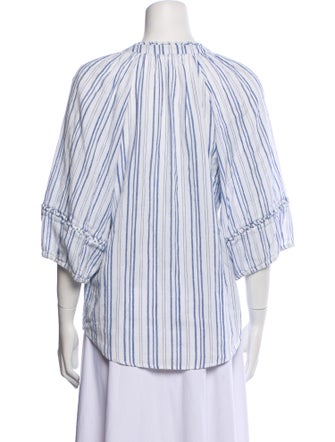 Apiece Apart Striped Mock Neck Button-Up Top