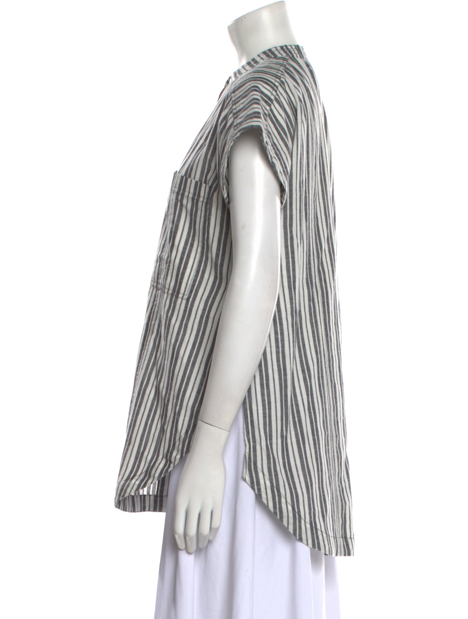 Apiece Apart Striped Crew Neck Button-Up Top