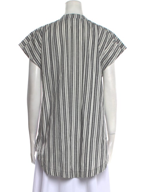Apiece Apart Striped Crew Neck Button-Up Top