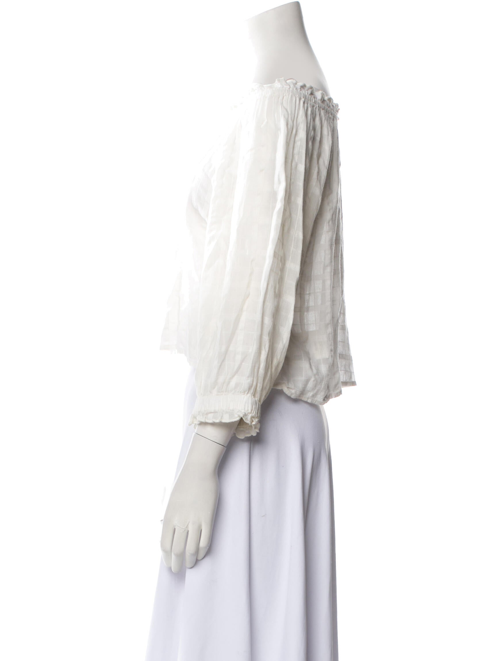 Apiece Apart Off-The-Shoulder Three-Quarter Sleeve Crop Top