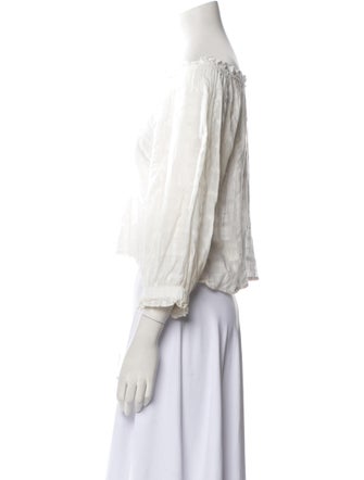 Apiece Apart Off-The-Shoulder Three-Quarter Sleeve Crop Top