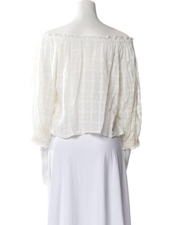 Apiece Apart Off-The-Shoulder Three-Quarter Sleeve Crop Top