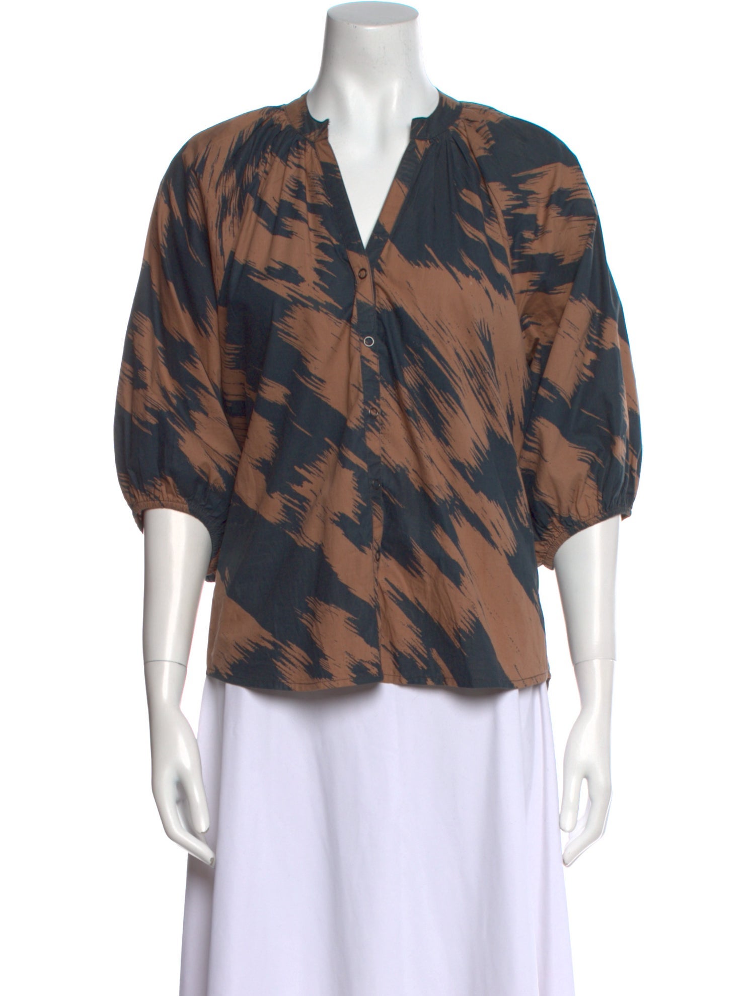 Apiece Apart Printed V-Neck Blouse