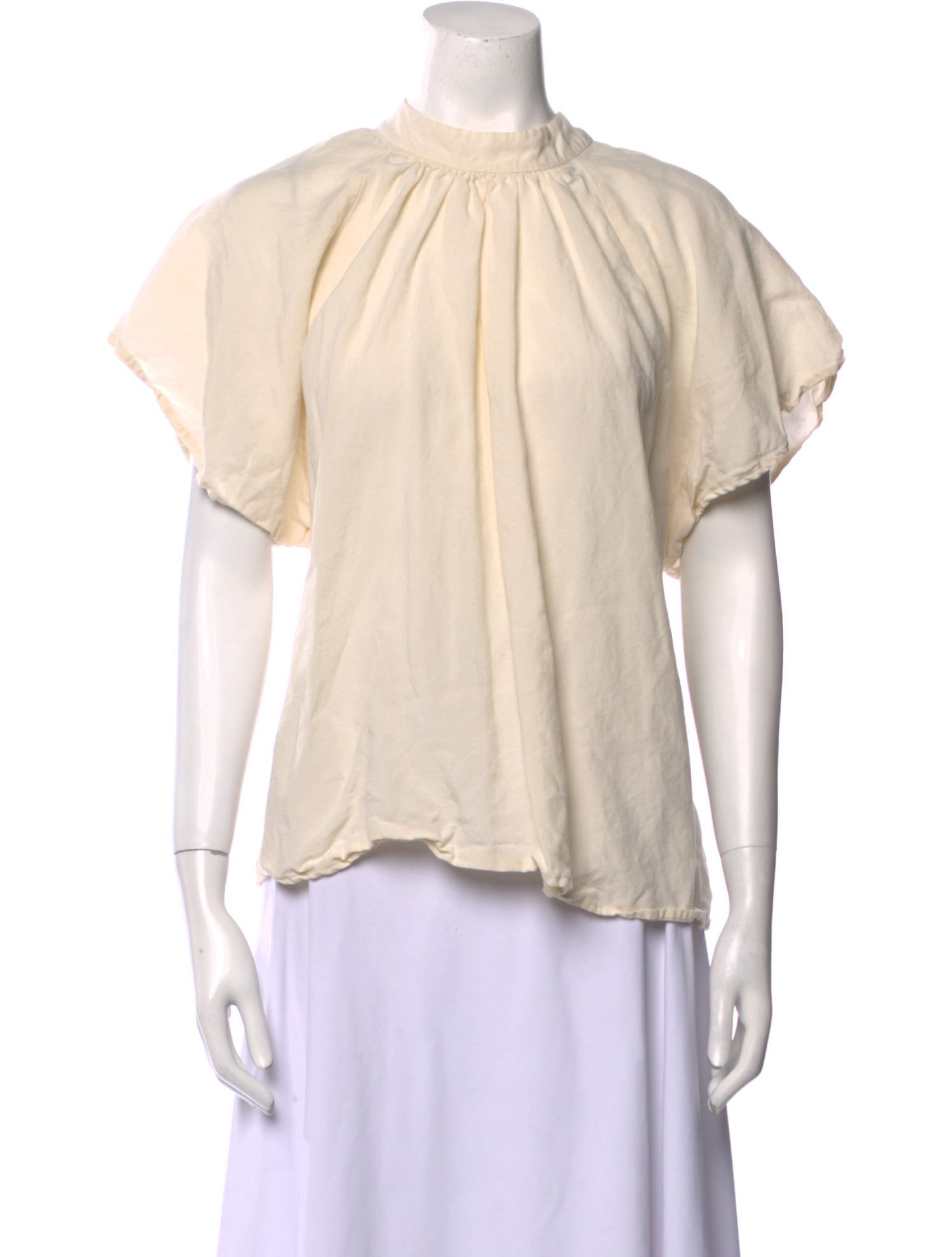 Apiece Apart Mock Neck Short Sleeve Blouse