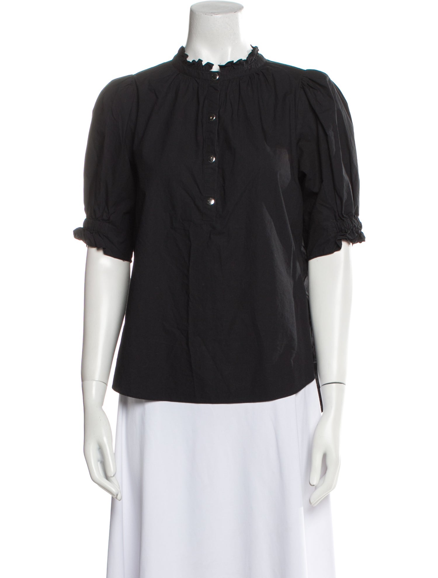 Apiece Apart Mock Neck Short Sleeve Blouse