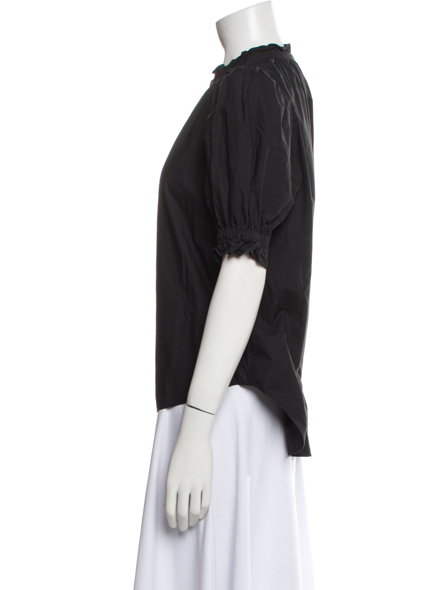Apiece Apart Mock Neck Short Sleeve Blouse