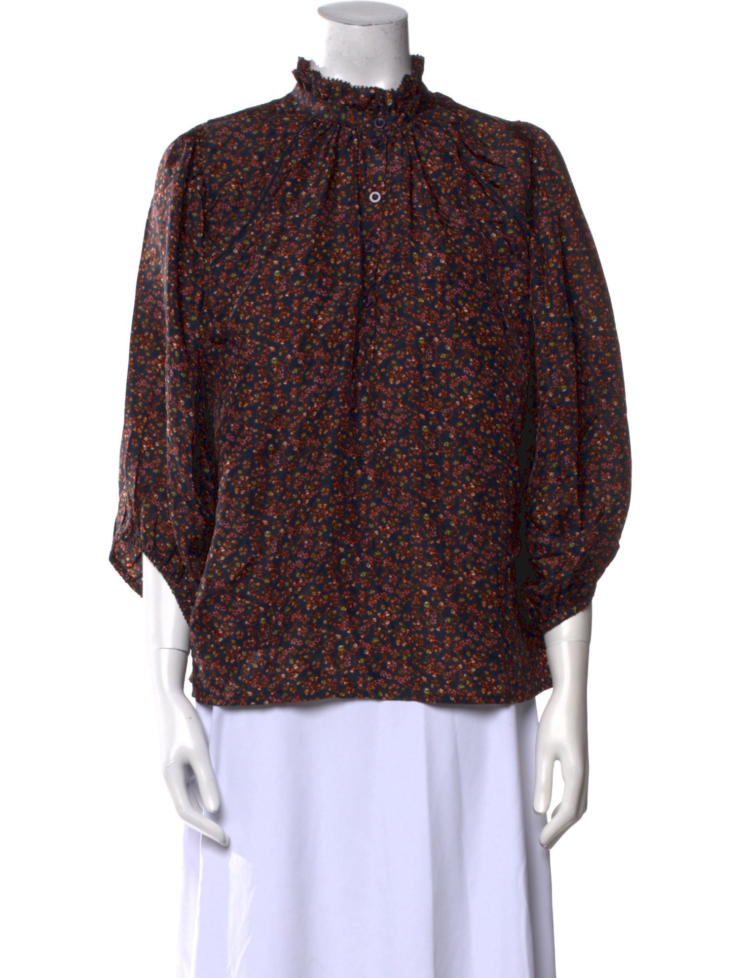 Apiece Apart Silk Floral Print Blouse