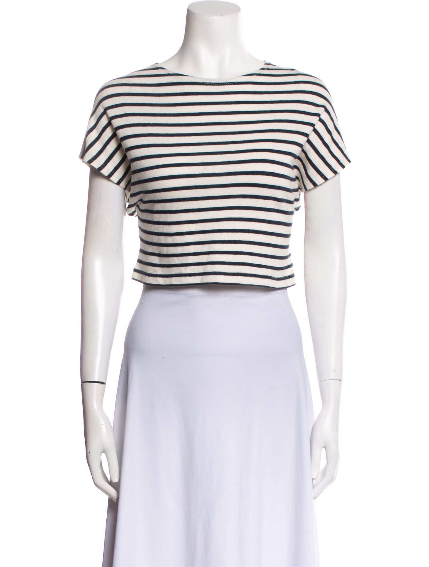Apiece Apart Striped Bateau Neckline Crop Top