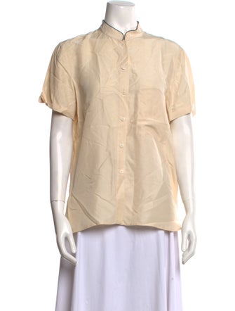 Apiece Apart Silk Short Sleeve Button-Up Top