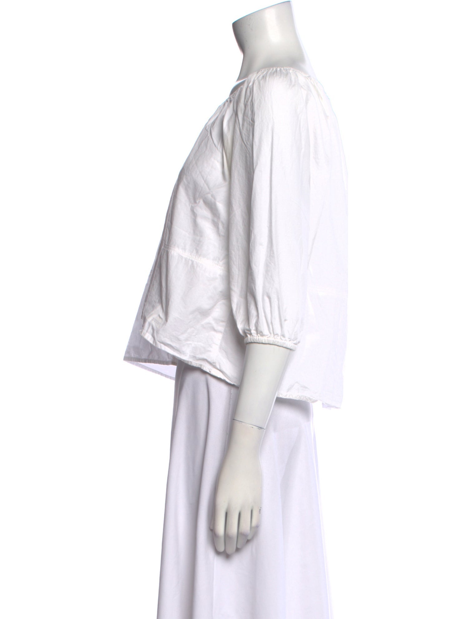 Apiece Apart Off-The-Shoulder Three-Quarter Sleeve Crop Top