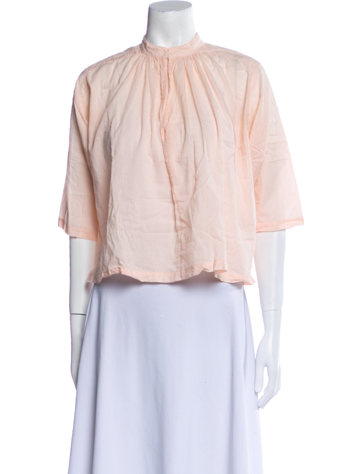 Apiece Apart Mock Neck Three-Quarter Sleeve Crop Top