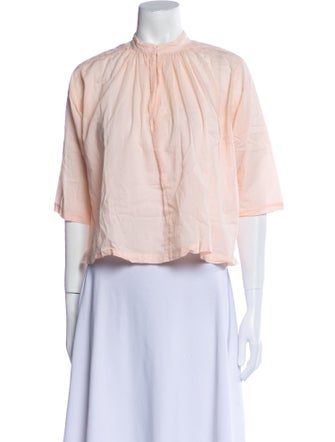 Apiece Apart Mock Neck Three-Quarter Sleeve Crop Top