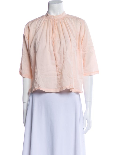 Apiece Apart Mock Neck Three-Quarter Sleeve Crop Top