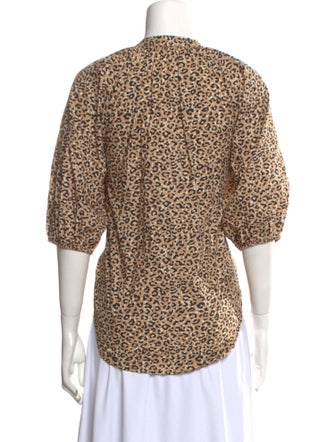 Apiece Apart Animal Print V-Neck Button-Up Top