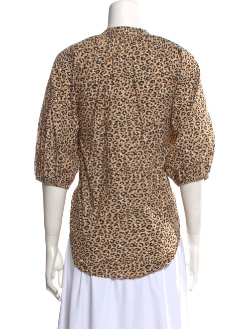 Apiece Apart Animal Print V-Neck Button-Up Top