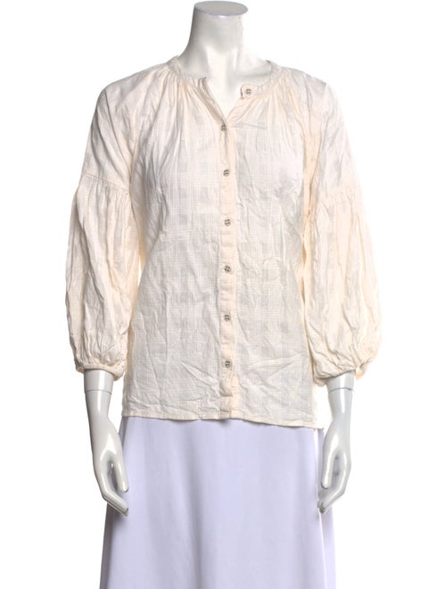 Apiece Apart Plaid Print V-Neck Button-Up Top