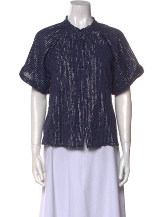 Apiece Apart Striped Mock Neck Blouse