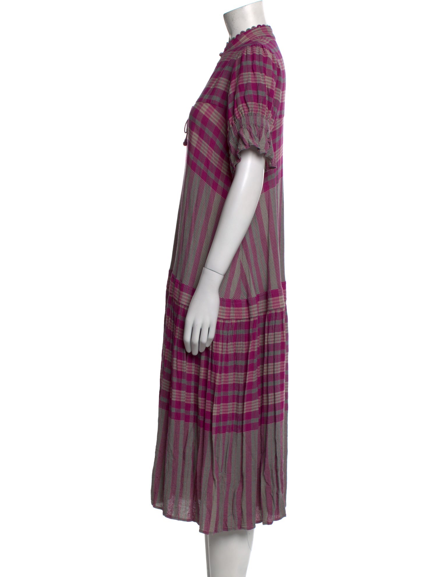 Apiece Apart Plaid Print Midi Length Dress