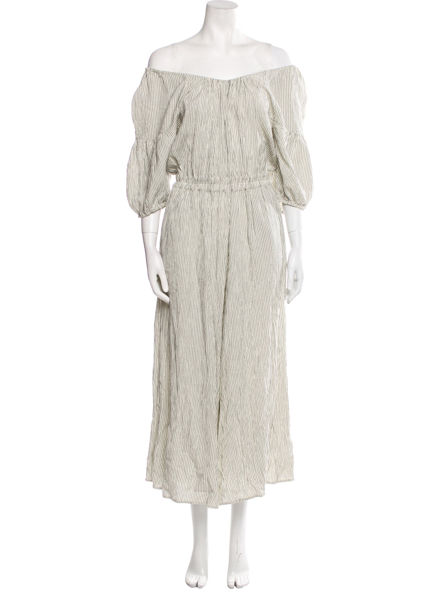 Apiece Apart Striped Off-The-Shoulder Jumpsuit