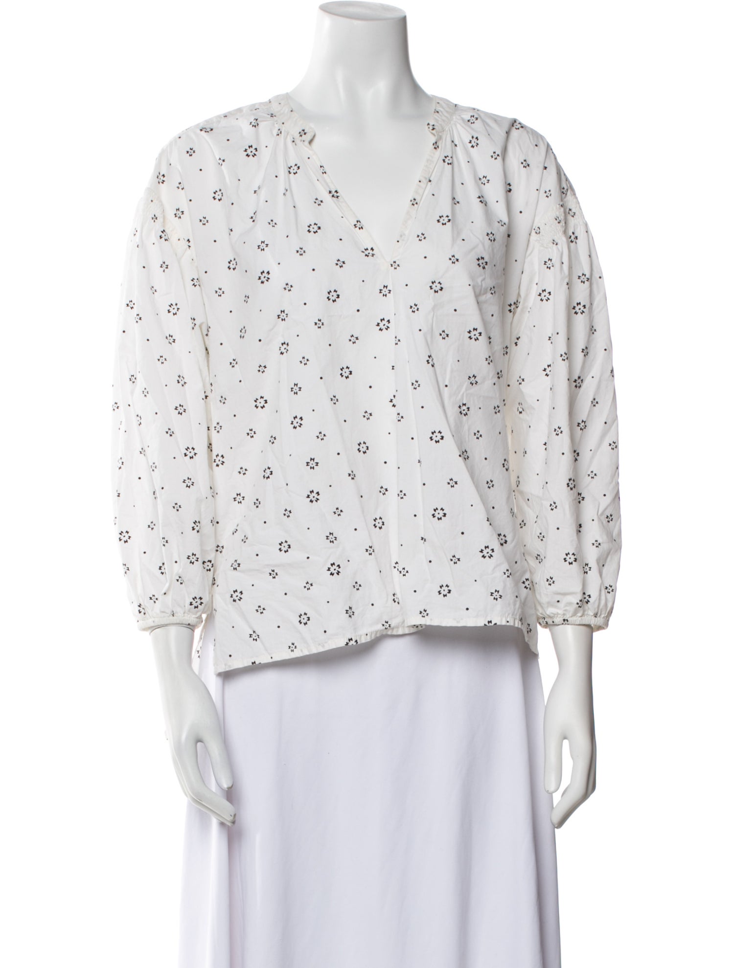 Apiece Apart Printed V-Neck Blouse